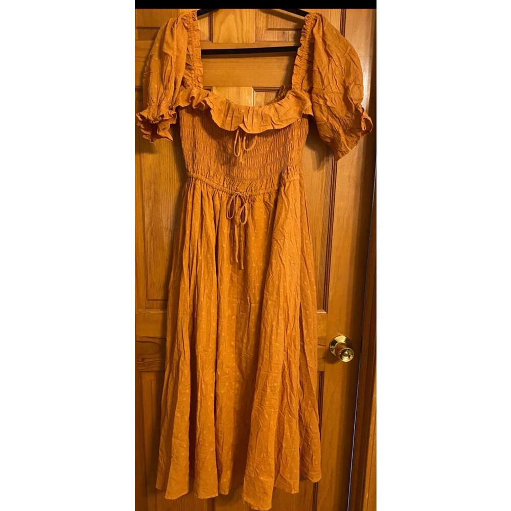 R.YIPOSHA Elastic Square Neck Ruffled Half Sleeve Dress‎ XL 16/18